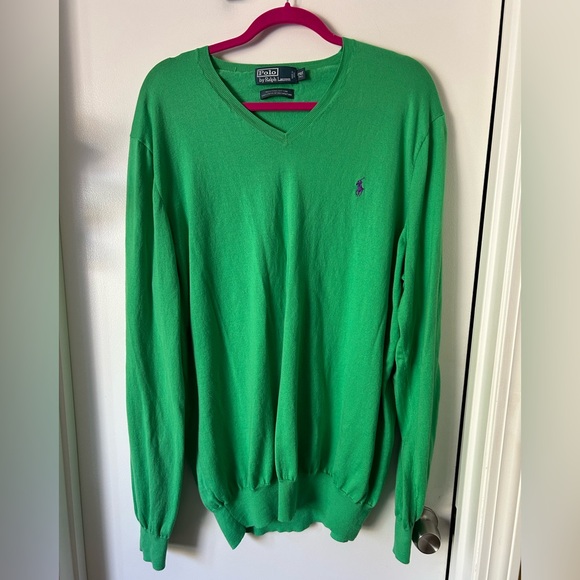 Polo by Ralph Lauren Men's Kelly Green V-Neck Sweater- 2xlt - Picture 1 of 4